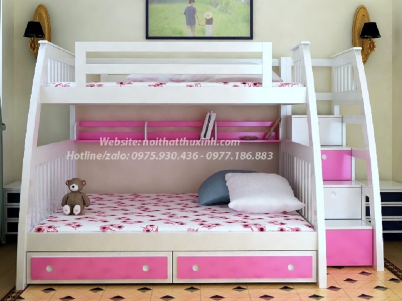 Giường gỗ tầng dành cho bé gái