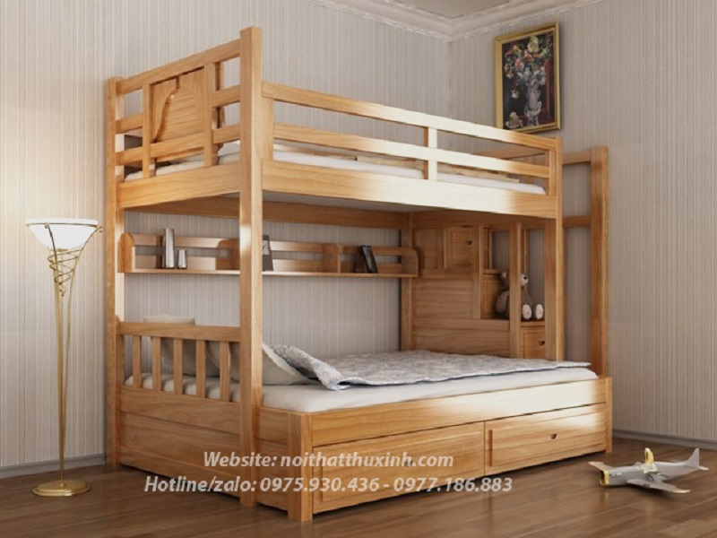 Mẫu giường tầng bằng gỗ tự nhiên cho người lớn