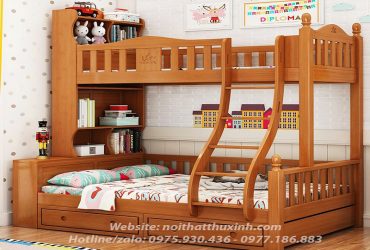 15 + Mẫu giường tầng người lớn đẹp bằng gỗ, sắt giá rẻ 2023