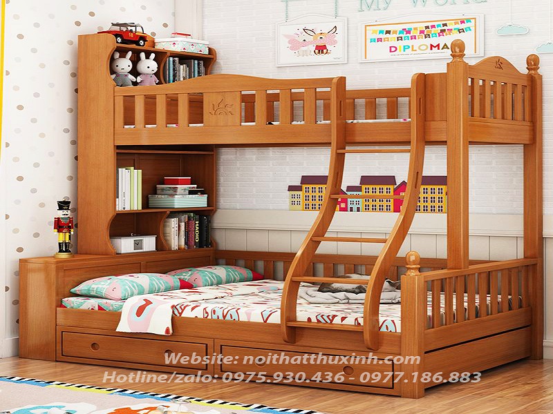 15 + Mẫu giường tầng người lớn đẹp bằng gỗ, sắt giá rẻ 2023