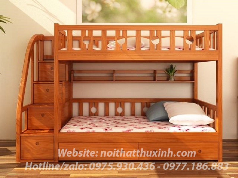 Mẫu giường tầng làm từ gỗ tự nhiên