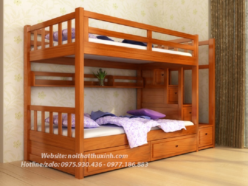 Mẫu giường tầng làm bằng gỗ dành cho người lớn