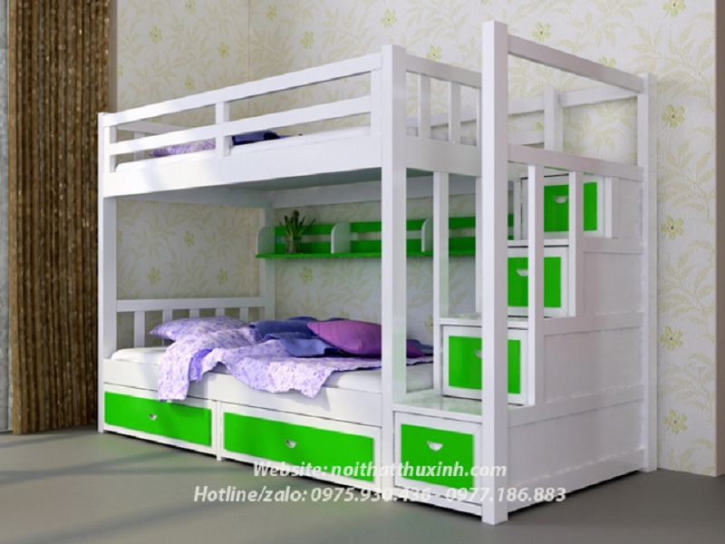 Tiết kiệm không gian phòng ngủ là một trong những tiện ích không thể thiếu của  giường tầng đa năng GH11