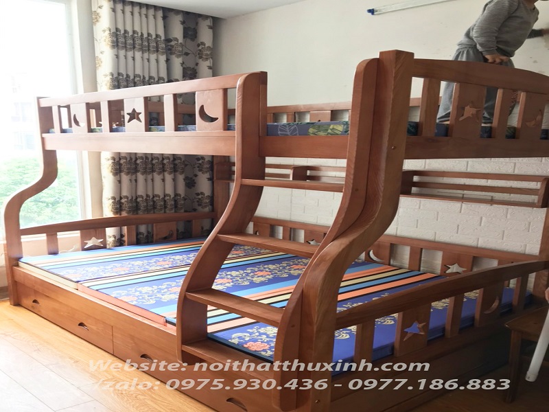Chất liệu gỗ tự nhiên thường được sử dụng để làm giường tầng