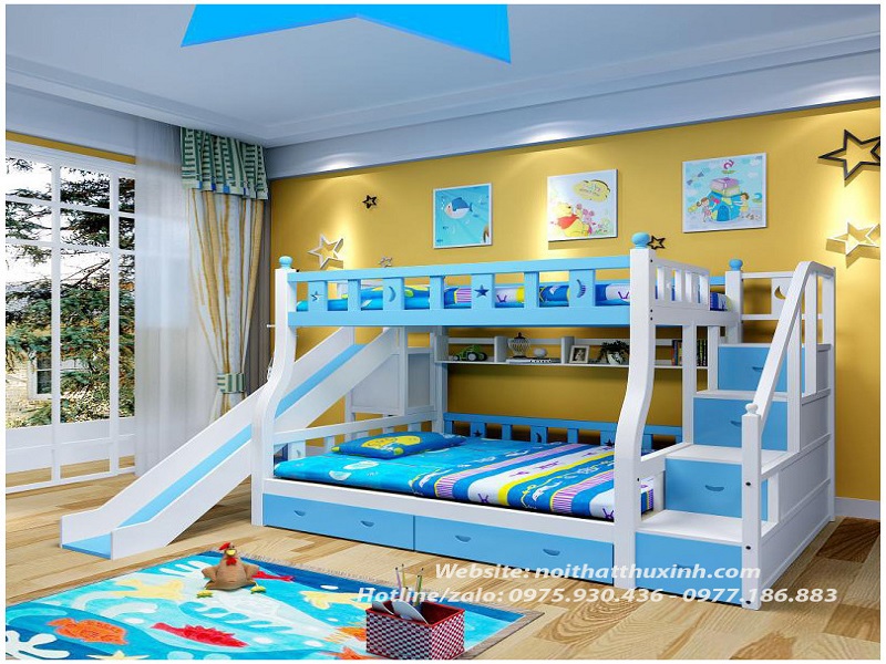 Mẫu giường gỗ 2 tầng dành cho bé