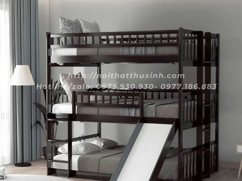 Chất liệu của giường 3 tầng có thể bằng gỗ hoặc sắt